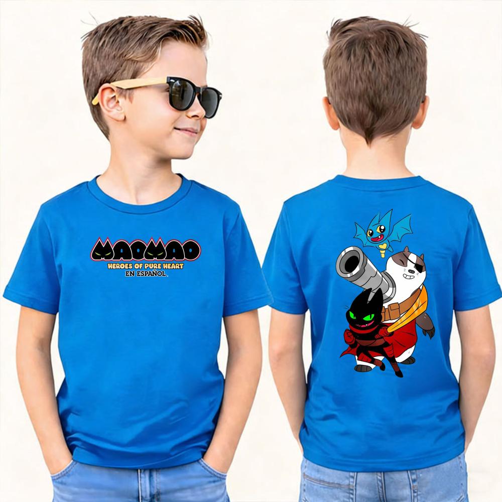 Mao Mao Heroes of PureHeart Kids Tshirt Retro Action Team Print Cotton Tee Boys Girls Top Nostalgic Animation Shirt for Children