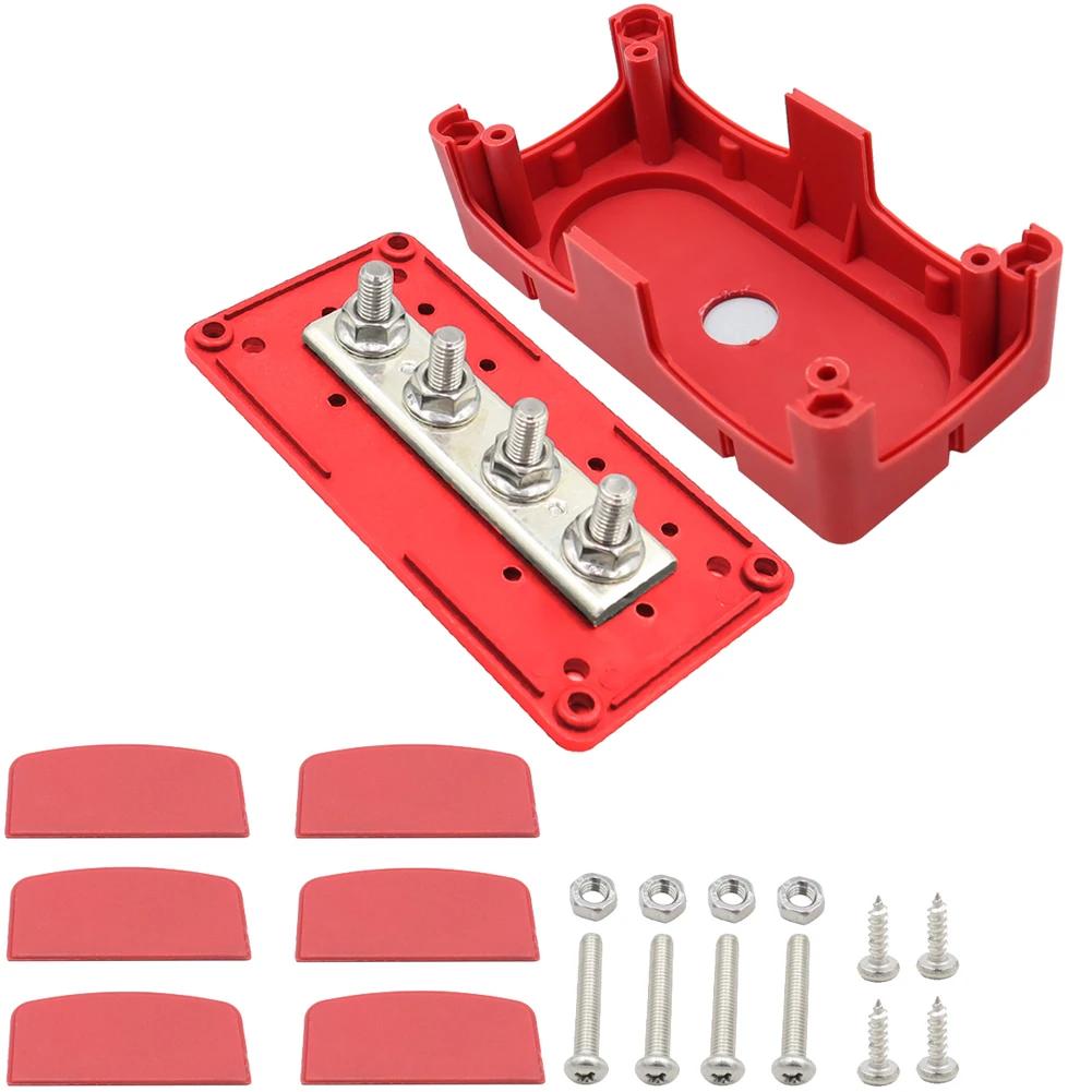 M8 Bus Bar Box Board 48V 300A 4 Way High Current Busbar Cable Organizer Box Boat Auto Max Connection Amplifier Power Case Parts