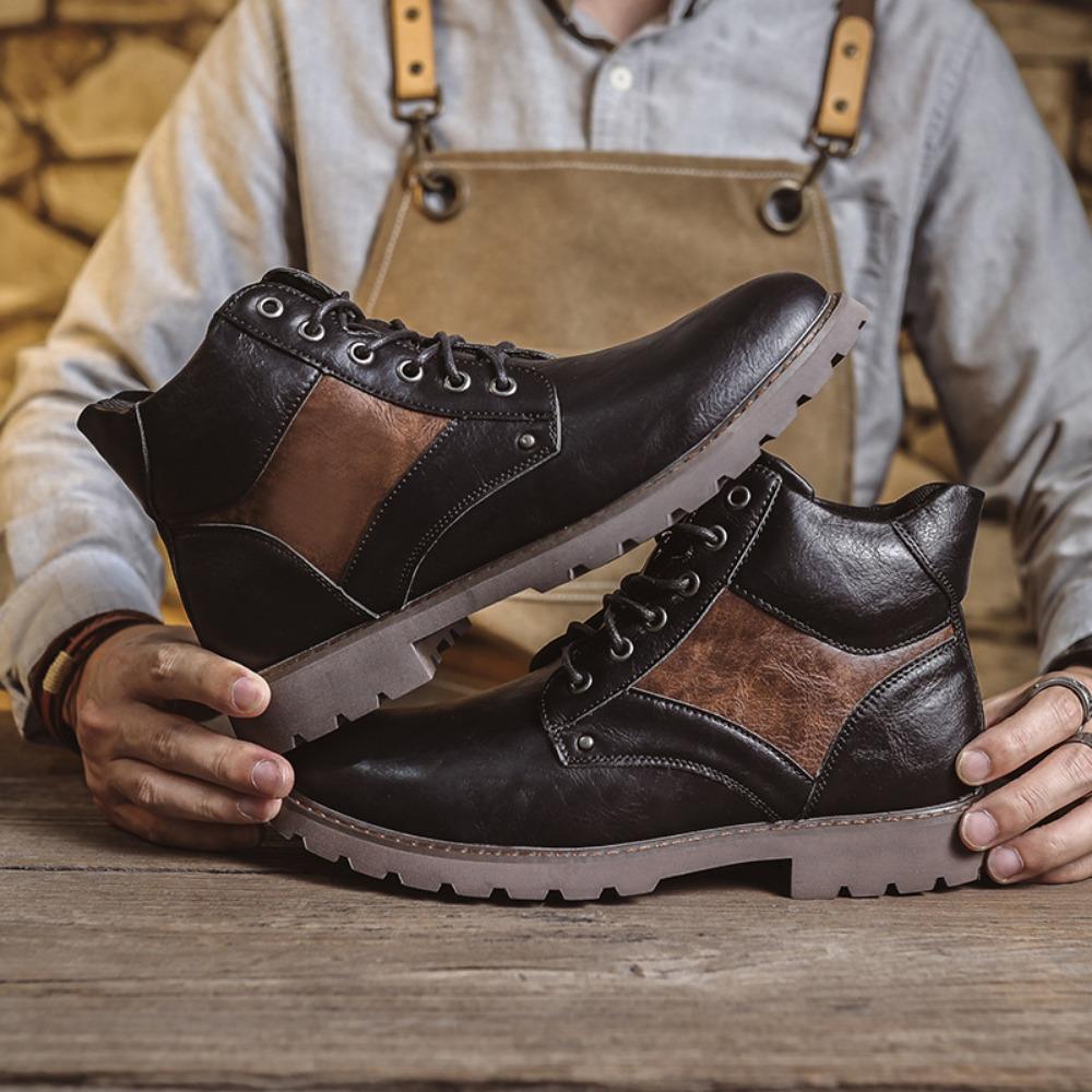 

Мужская кожаная деловая обувь летняя ретро британский стиль высокий верх рабочие ботинки 48