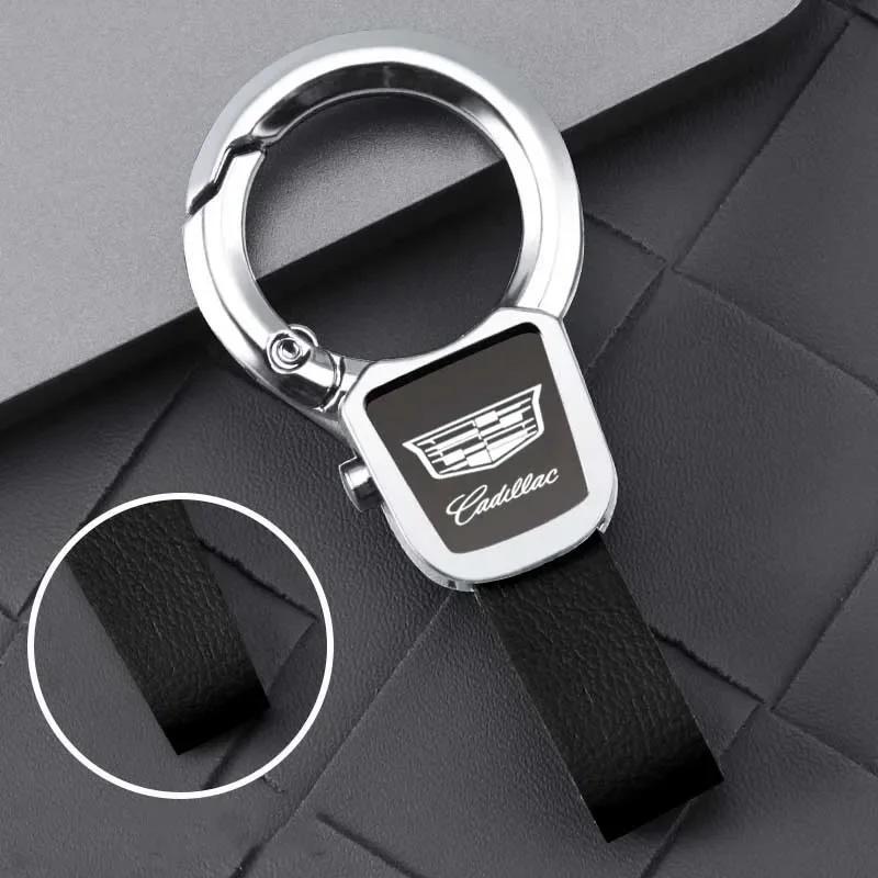 Creative Metal Leather Car Keychain Keyring Holder for Cadillac ATS BLS CT4 CT5 CT6 CTS Escalade EXT SLS STS XLR XT4 XT5 XT6 XTS Zd0