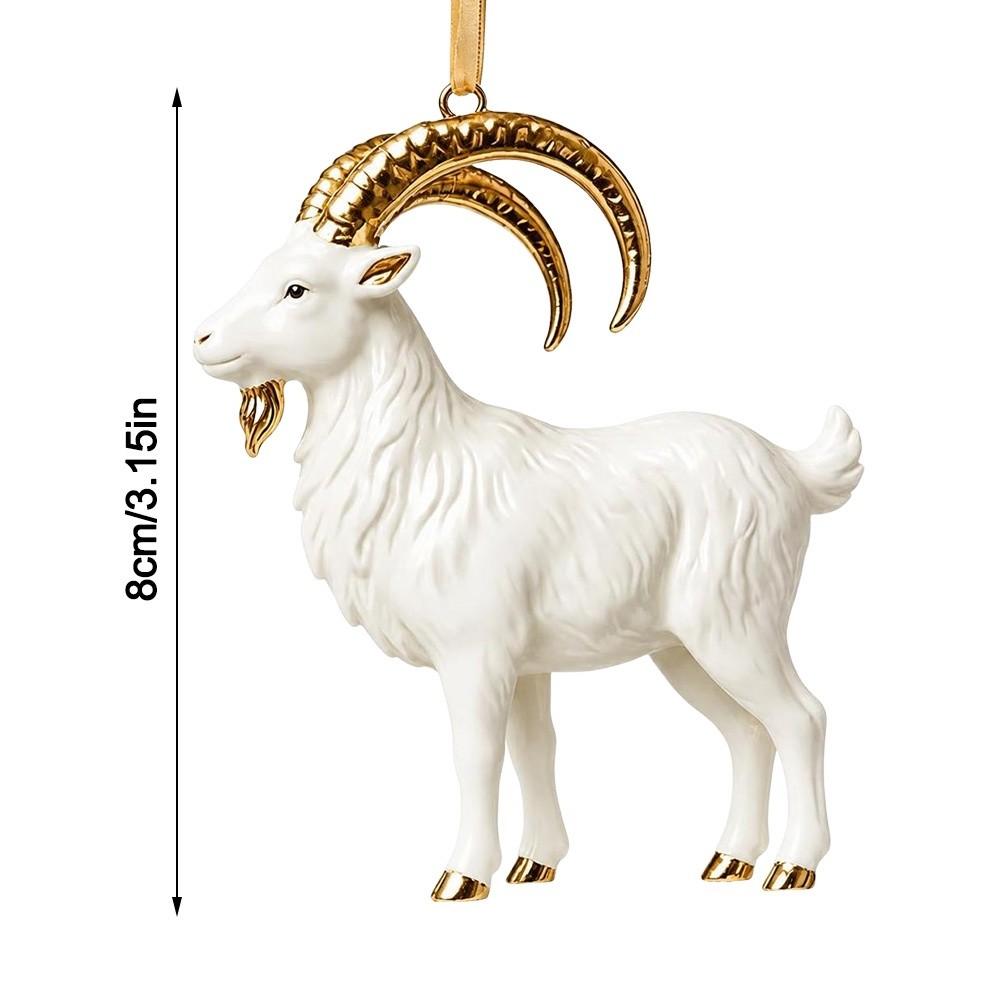 2D Flat Goat Hanging Ornament Shining Acrylic Animal Hanging Decoration Angel Wings Artificial Rhinestone Zodiac Goat Souvenir