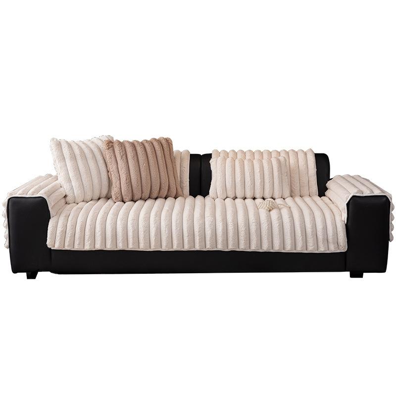 Stroking Cats Feel Camel Plush Sofa Cushion Winter Non-Slip Thickened Seat Cushion All-Inclusive Simple Modern Nordic Sofa Cover Cloth