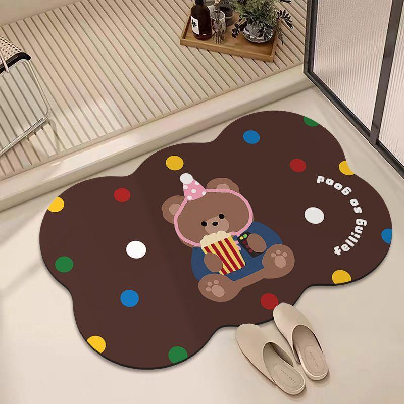 Cartoon cute bathroom diatom mud water absorption non-slip quick drying bedroom bathroom home interior entrance floor mat carpet