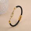 Bully Animal Style Leopard Head Braided Leather Rope Bracelet Fashion for Man Woman Stainless Steel Zirconia Zircon Daily Wear