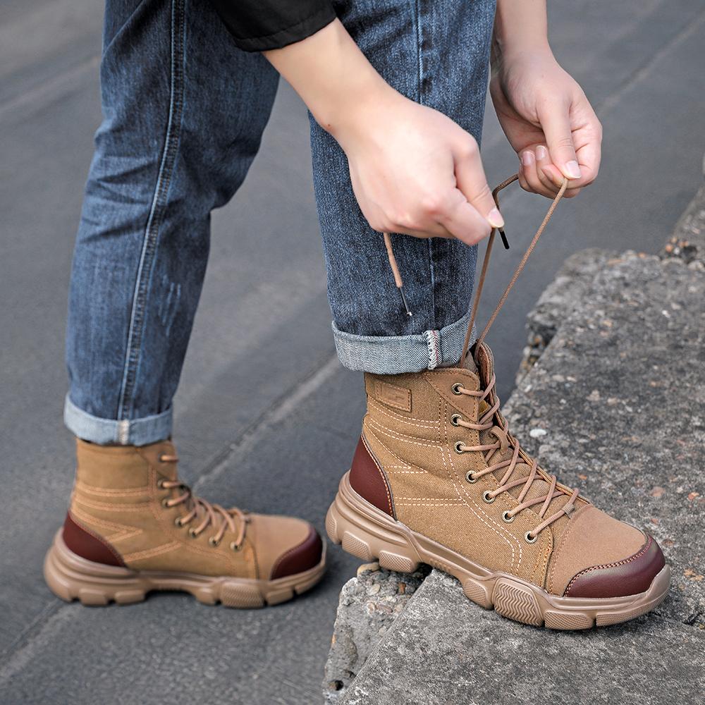 Warehouse, Mining Canvas Safety Work Boots Men Steel Work Sneakers Indestructible Shoes Anti-smash Anti-puncture Work Shoes Male