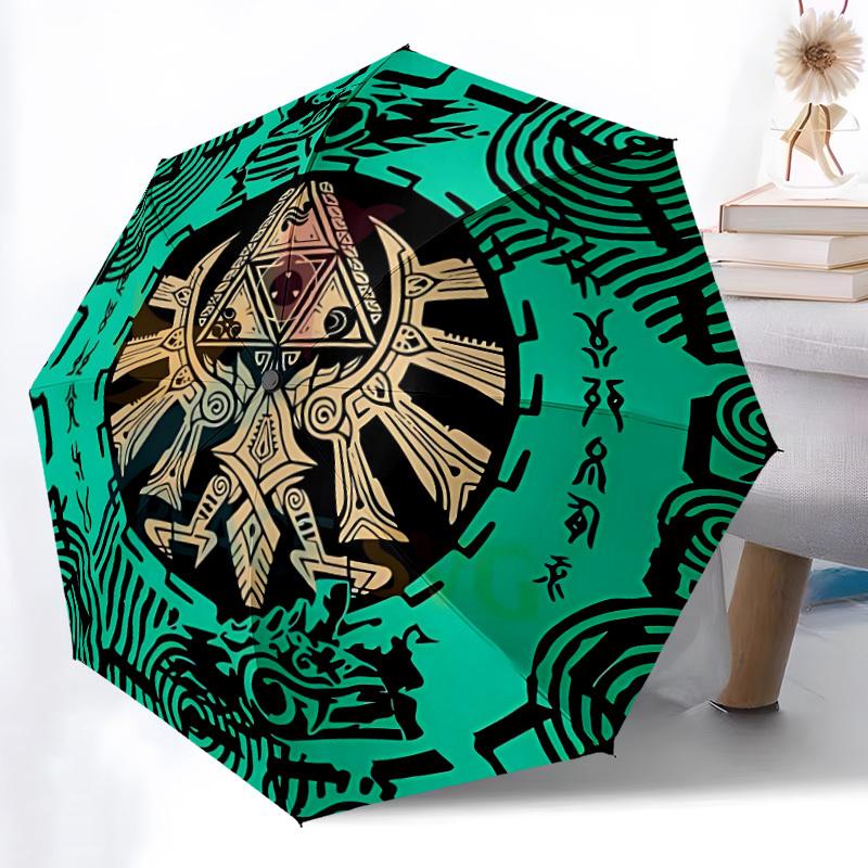 1pc THE LEGEND OF Auto Folding Umbrella, Portable Collapsible Design, 8-Rib Iron Frame, All-Season Casual Outdoor Accessory for Christmas Birthday Fes