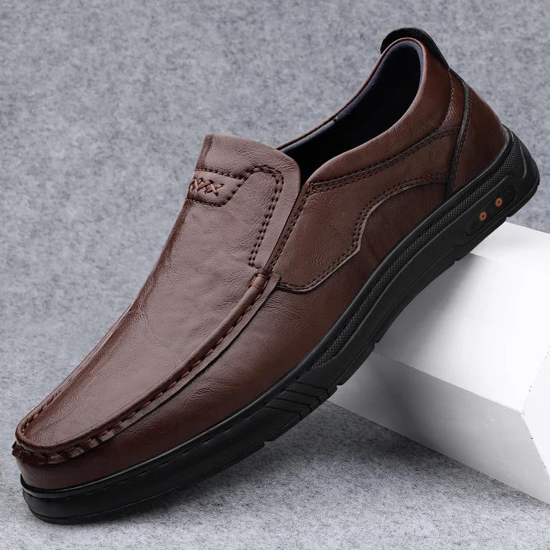 

Мужская деловая обувь из натуральной кожи, новое поступление 2024 года, мужские мокасины, универсальная мужская обувь для ходьбы, высококачественные туфли на плоской подошве для мужчин 44 коричневый