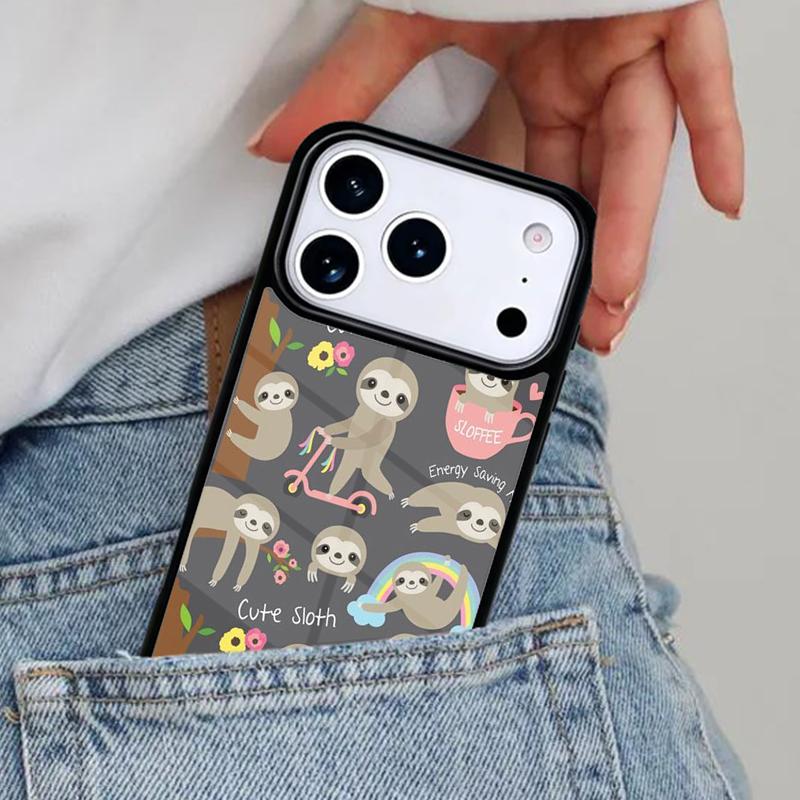 Kawaii Niedlicher Faultier Hänge Handyhülle für iPhone 16e 15 14 13 12 17 Pro Max Plus Air 17pro Hülle Coque