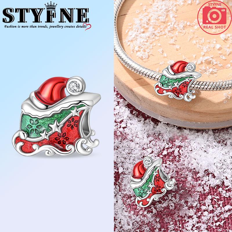 

Christmas Charms Creative Santa Claus Christmas Tree Red Socks Boots Copper Beads Diy Bracelets Jewelry For Women