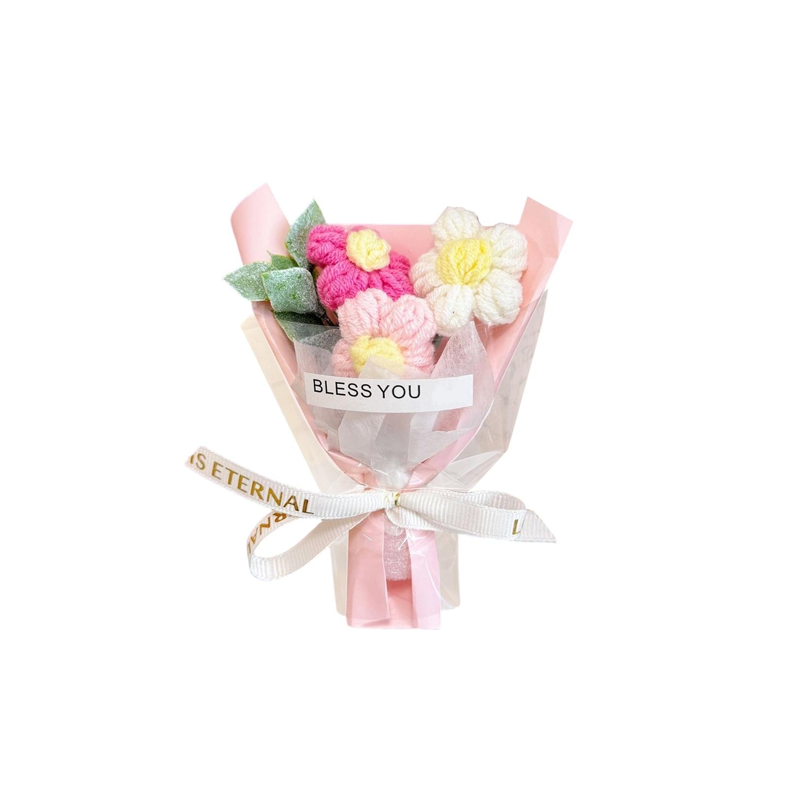 

Artificial Flower Bouquet with You Card Faux Floral Arrangement Wrapped in Decorative for Home Office Gift One Size