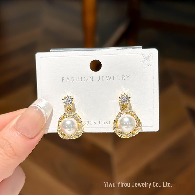 2025 Luxurious Diamond & Pearl Wrap Earrings: High-End, Versatile Fashion for Women