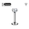 Titanio F136 2/2,5/3/4/5/6Mm Stud Labret con Zirconia Cubica 16G Trago Elica Cartilagine Conchiglia Flatback Lobo Orecchio Piercing Gioielli Corpo