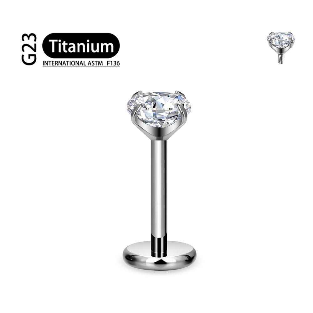 Titanio F136 2/2,5/3/4/5/6Mm Stud Labret con Zirconia Cubica 16G Trago Elica Cartilagine Conchiglia Flatback Lobo Orecchio Piercing Gioielli Corpo