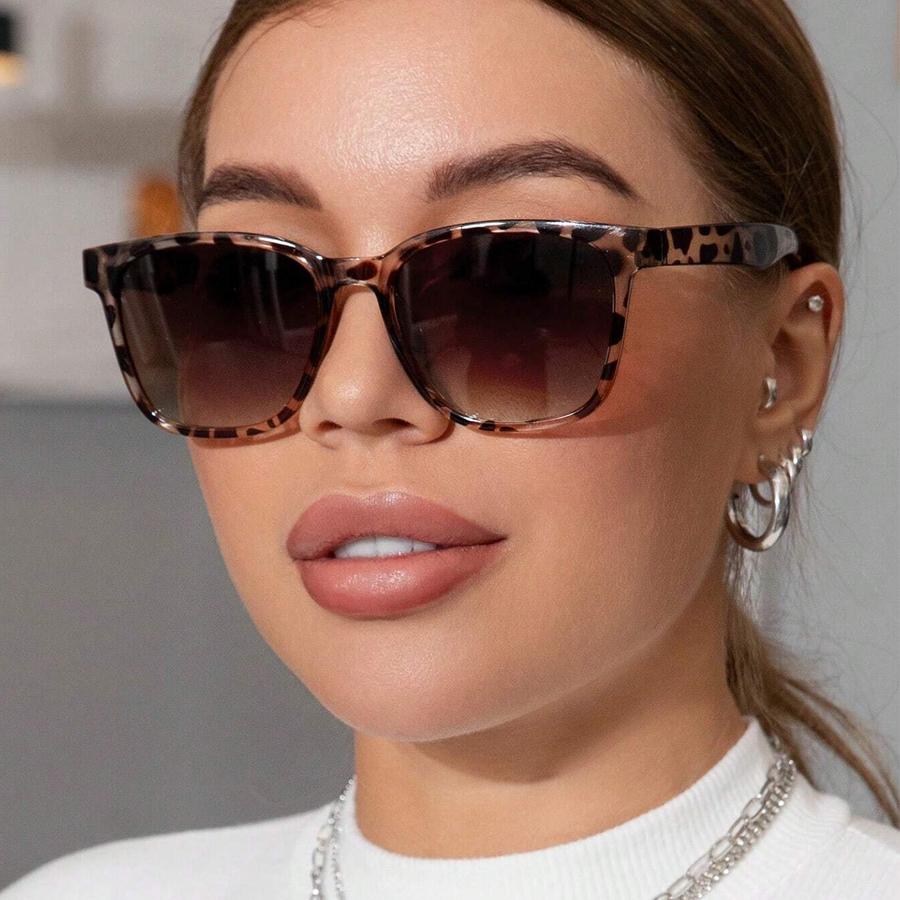 Retro Classic Vintage Square Sunglasses Women Oversized Sunglasses Women Men Retro Leopard Luxury Sun Glasses UV400