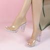 12Cm Clear Heel New 2026 Flat Heel Sexy Transparent Waterproof Table High Heel Slippers Shoes Women's High Heel LFD-69192-7