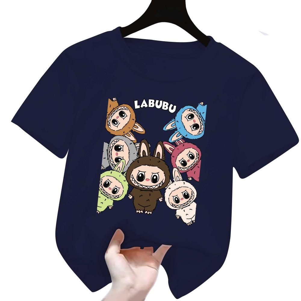

Детская футболка для девочек и мальчиков с принтом Labubu, 3D-печать, короткий рукав 120