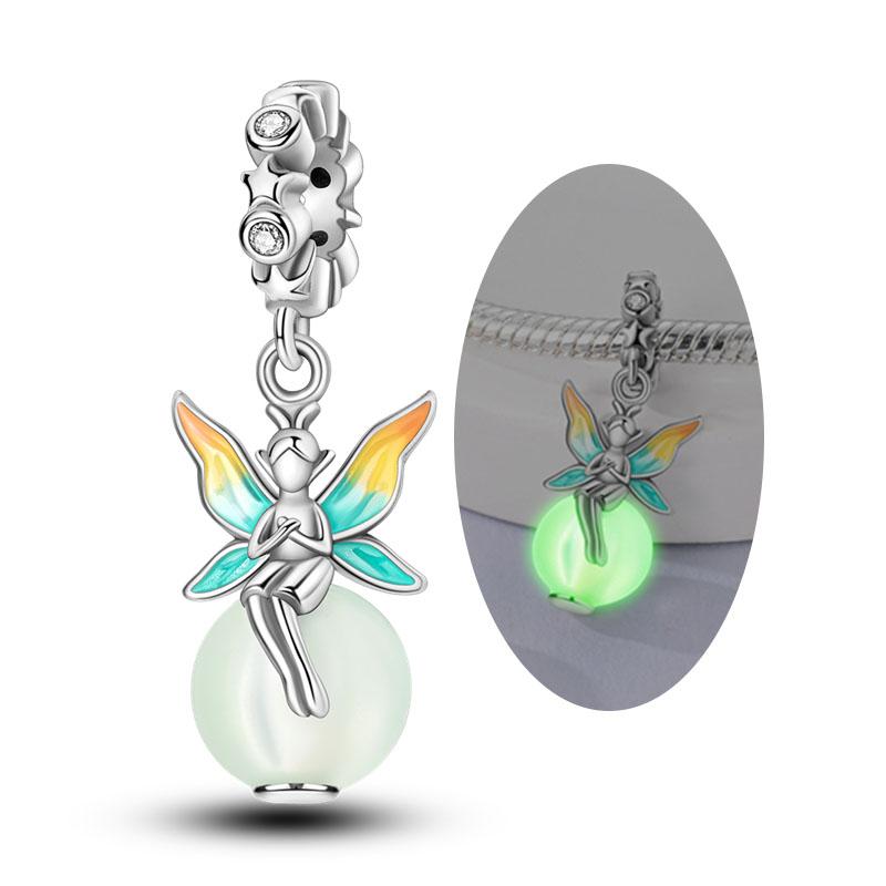 Original Charms Beads Pendant Copper Luminous Firefly Cat Claw Rose Magic Hat Beads Fit Bracelets Diy Jewelry Gift