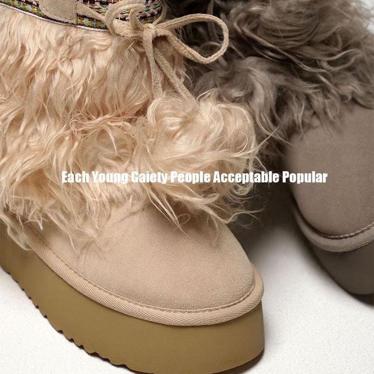 Thick-soled women's shoes winter boots fluffy boots high-heeled high-top imitation fur snow boots