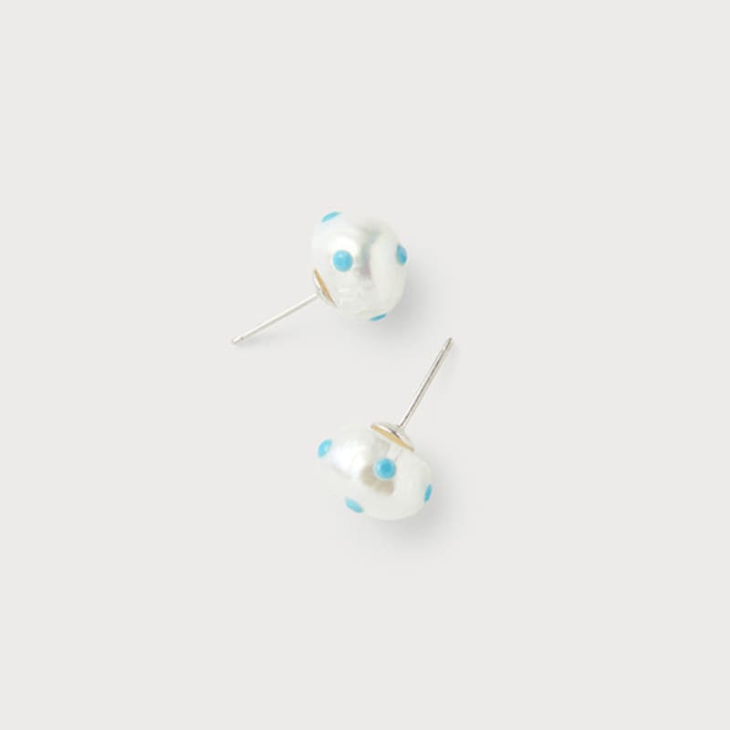 PEARLSONATE Irregular Polkadots Earrings, Turquoise