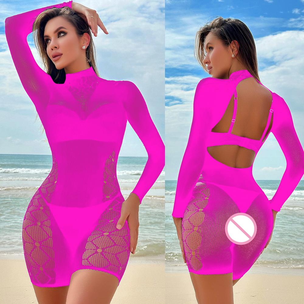 New Women Tight Lingerie Costume Erotic Mesh Hollow See Through Full Body Stocking Clothes Sexy Fish Net Jumpsuit Sleepwear