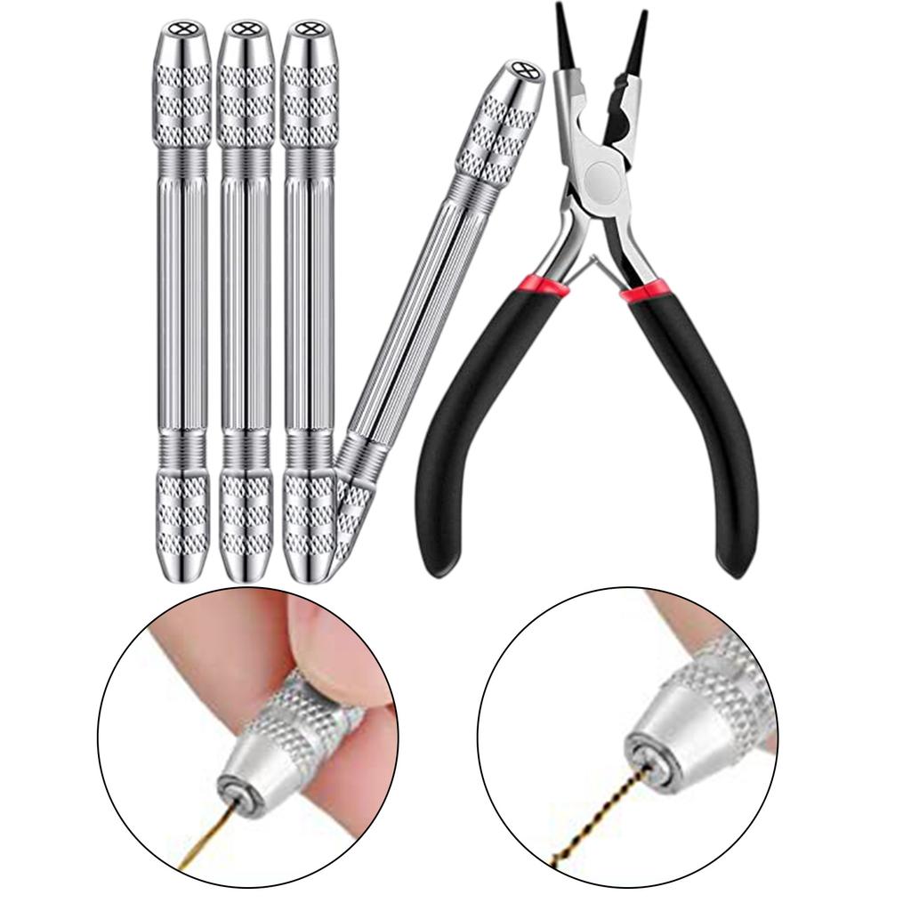 Dual End Hand Drill Jewelry Making Set for Wire Twisting and Metalworking with Carbon Steel Bits