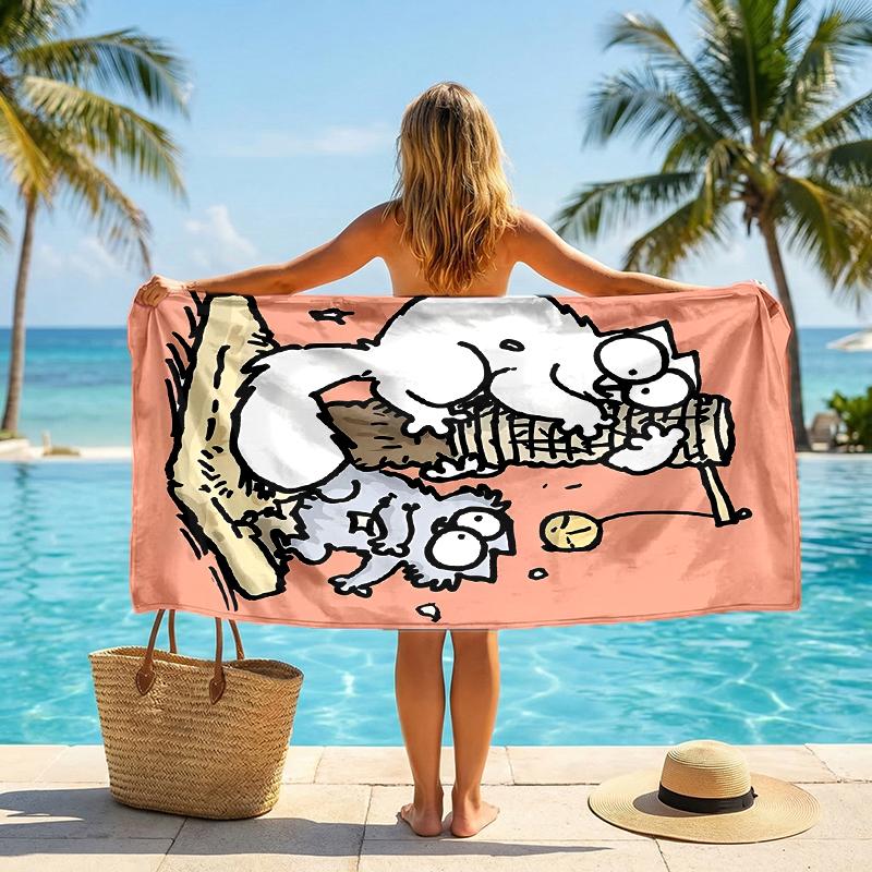 Simon'S Cat Fashion Beach Towel: Ideal for Summer Adventures Soft, absorbent and quick drying suitable for swimming and bathing