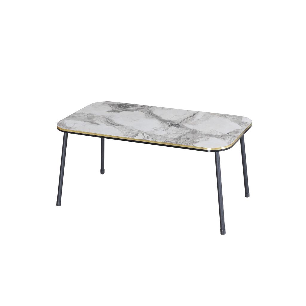 Coffee Table Kr Black Metal Leg Double Gold White