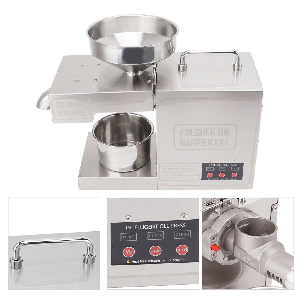 Oil Press Machine Intelligent Automatic Electric Stainless Steel Cold Hot Oil Press Extractor US