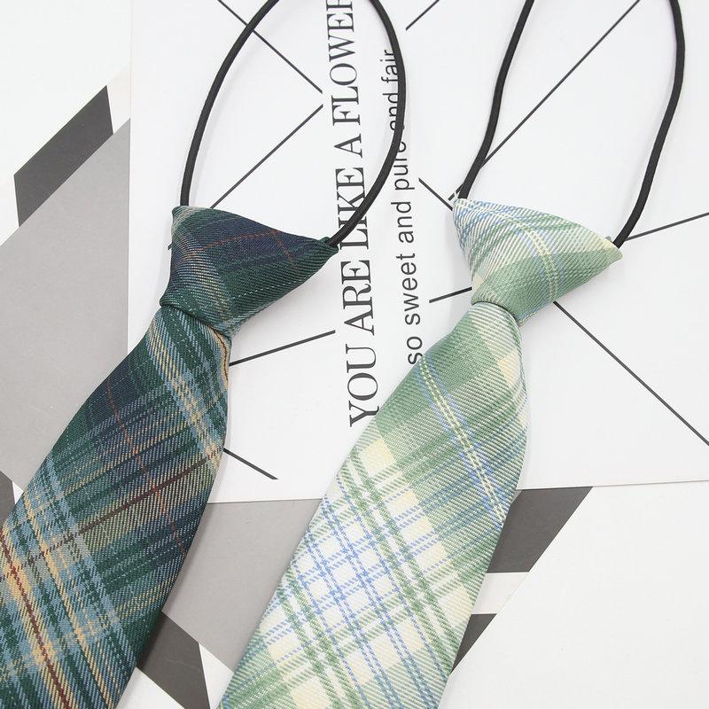 Ins Plaid Cotton Tie, Women'S Uniform College Style Rubber Band, Free Lazy Tie