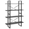 Bookshelf 4 Shelves Grey 100 x 30 x 140 cm Solid Pine Wood