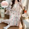 Women's Summer Woven Cotton Camisole Nightgown with Built-in Bra - Princess Style Loungewear & Outdoor Mid-Length Skirt