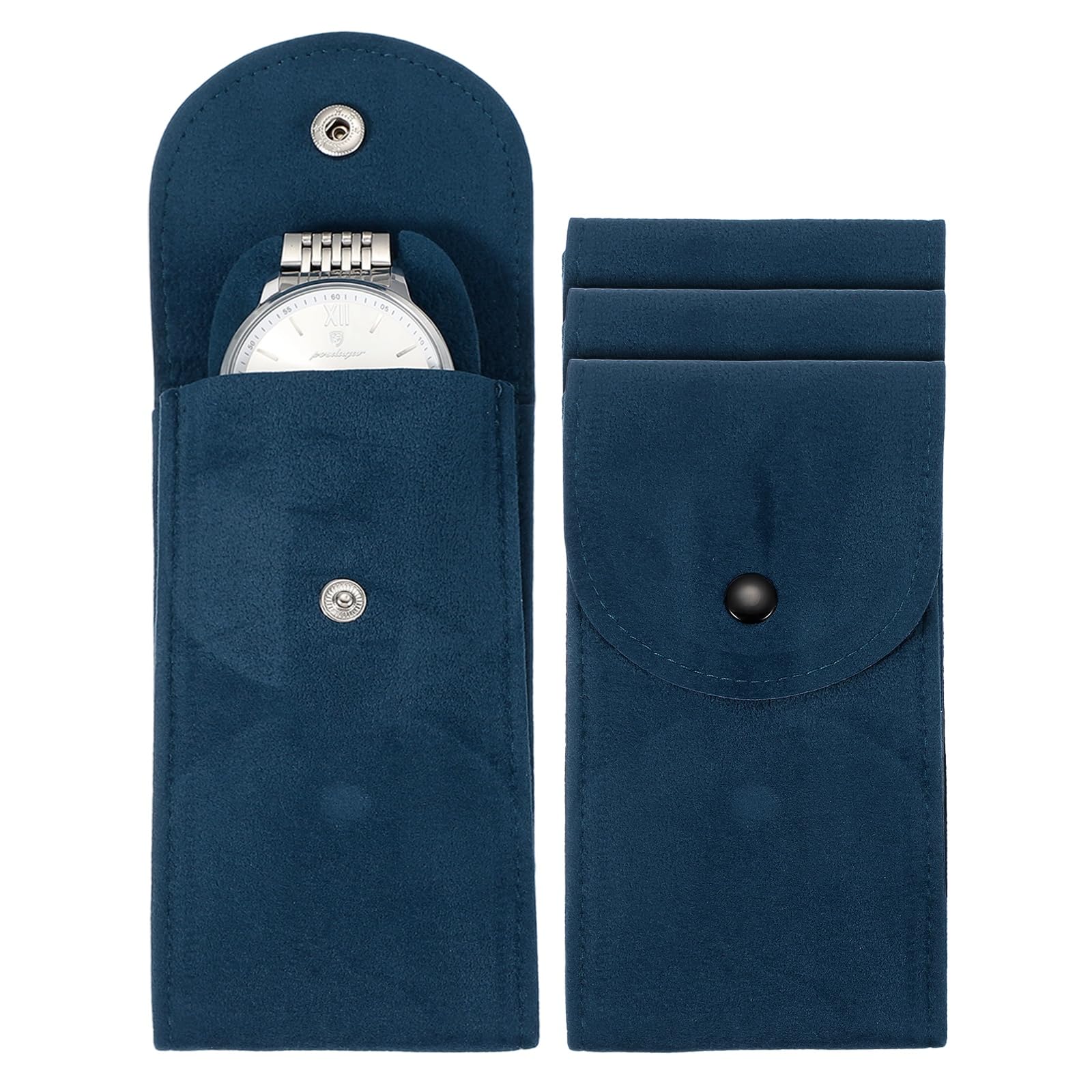 

uxcell Velvet Watch Pouch 4-Piece Set, 13 x 7cm5.1 x 2.8 Portable Travel Case, Jewelry Storage Bag, Unisex Watch Storage Pouch with Snap Button,