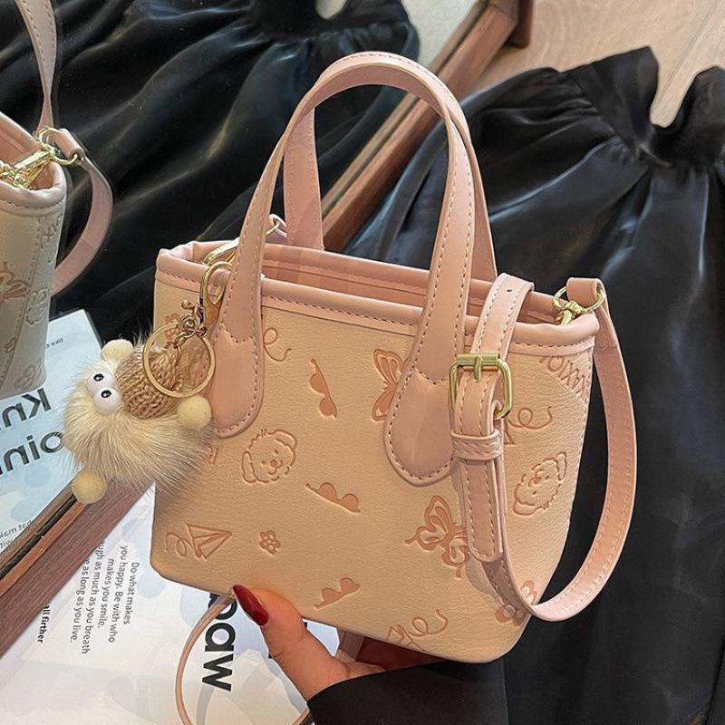 Розовая роскошная женская сумка-ведро кроссбоди с высококачественной текстурой и трендовым нишевым дизайном