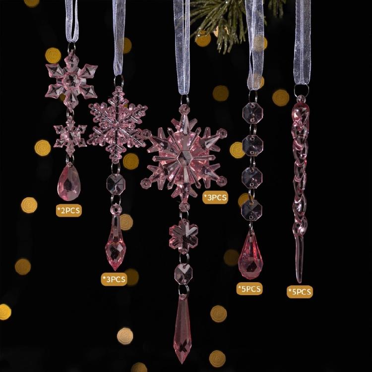 18Pieces Premium Acrylic Ice Christmas Ornamentation Crystal Snowflake Transparent Decors For Indoor Festival Display