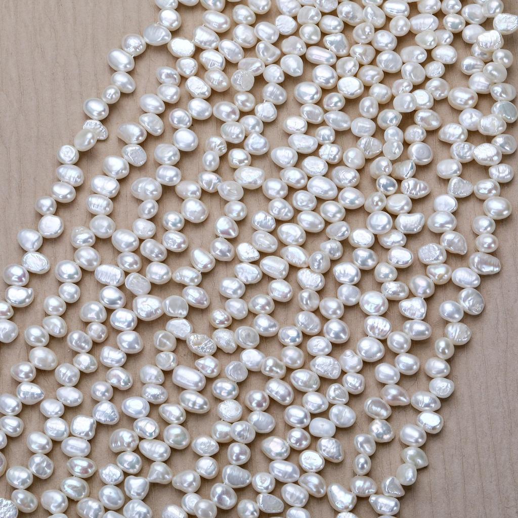 New Natural freshwater pearl necklace with three holes and a polished finish on both sides67mm Baroque Irregular Semi-Finished Beads