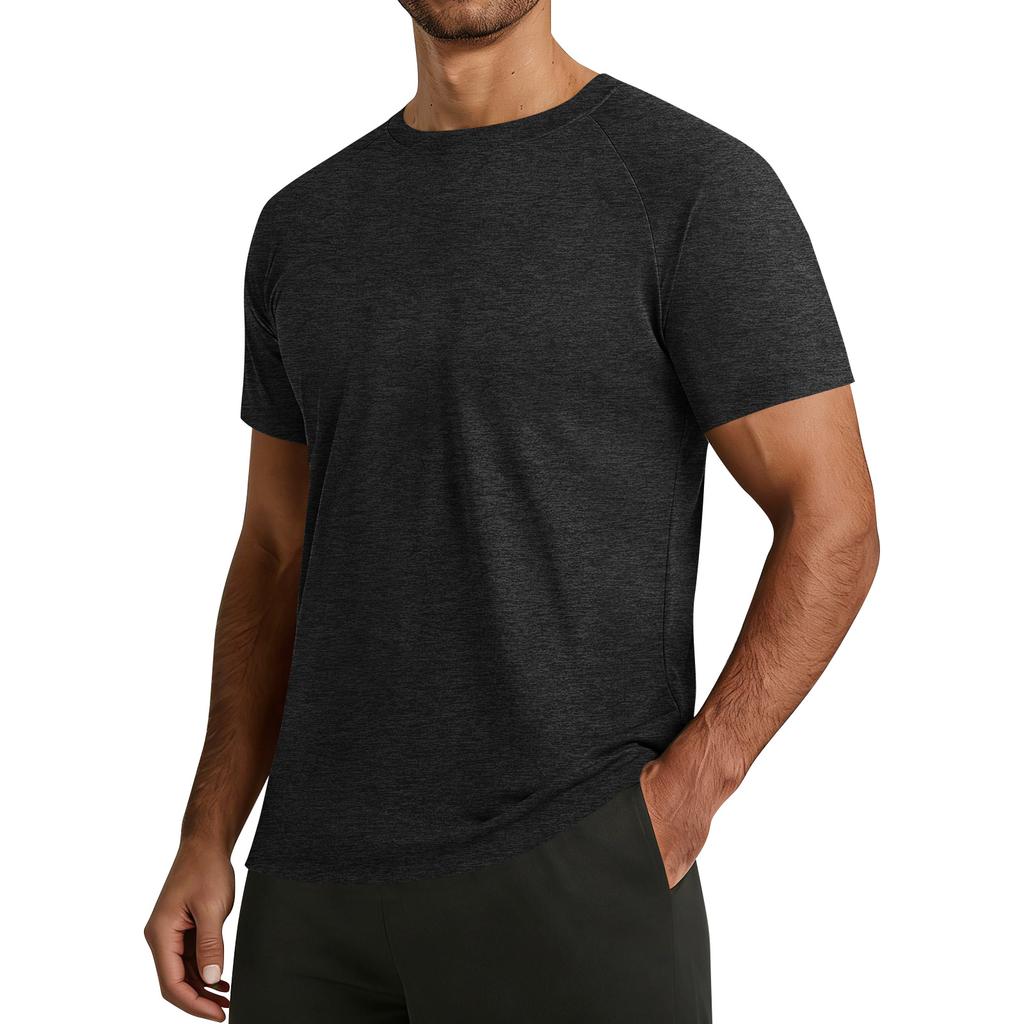 Men Crew Neck Short Sleeve T Shirt Soft Breathable Lightweight Athletic Fit Classic Solid Design Tee Top