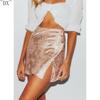 DX~~ Spring and summer women's explosive split short skirt sexy jacquard satin high-waisted zipper skirt women