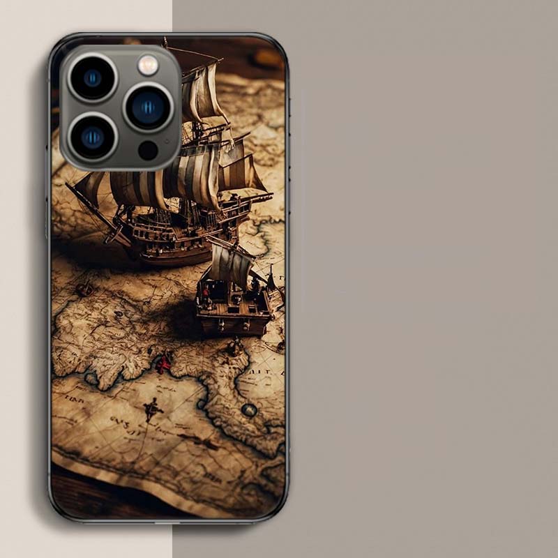 Compass Map Voyage Phone Case For Iphone 17 Air 15 Pro 14 Plus 16 Pro Max 12 13 Mini 11 16E X XS Cover Cute Fundas