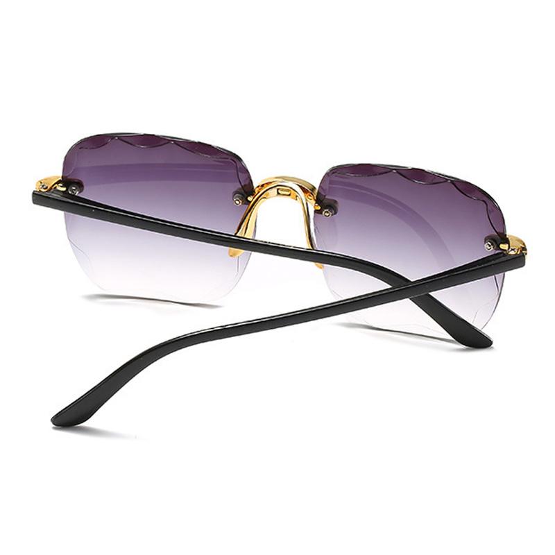Rectangular Sun Glasses Glasses Female Designer Style Style Trendy Rimless Gradient Sun Eyeglasses Shades Cutting Lens Ladies Frameless Glasses