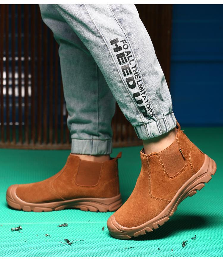 Zapatos de Trabajo de Ante Transpirables con Puntera de Acero para Hombre - Anti-Aplastamiento, Anti-Perforación, Anti-Deslizante, Ignífugo, Suela de Goma, Protección para Soldadura.