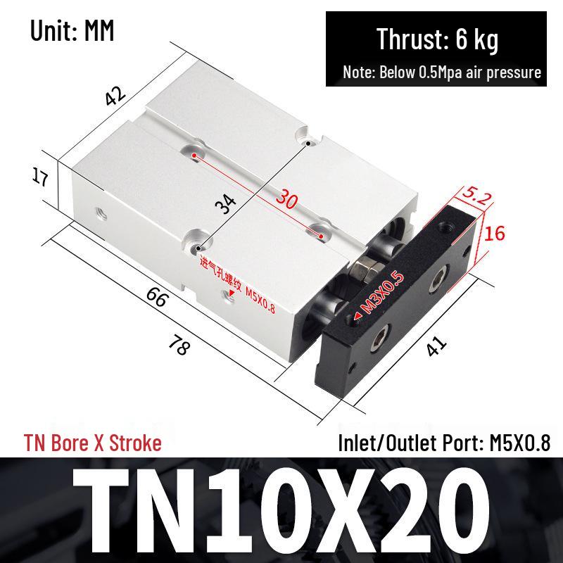 TDA Double-Axis Double-Rod Large Thrust Cylinder - Sizes: 10/16/20/25/32/40/50mm X 20/50/75mm