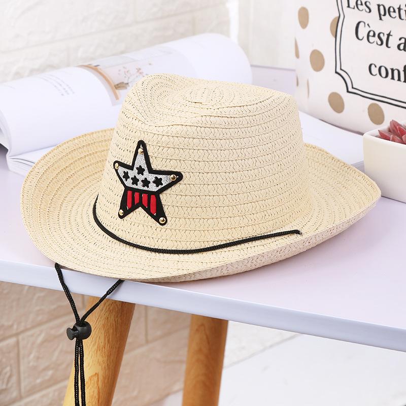 Children'S Straw Hat Summer Boy Denim Sun Hat Outdoor Sun Hat Tourist Attractions British Handsome