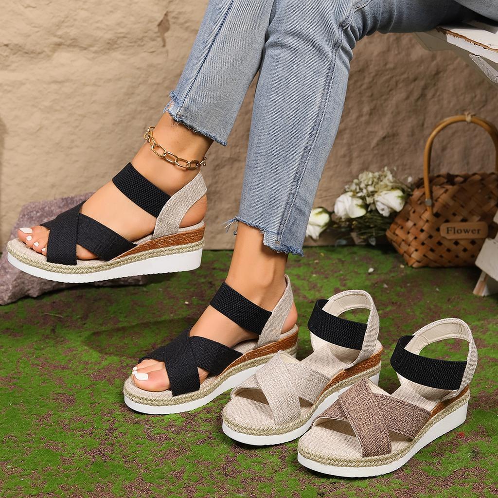 Fashion 2024 New Women Casual Slip on Lightweight Wedge Sandals Trend Peep Toe Platform Sandals Women Summer Fashion Shoes for Women