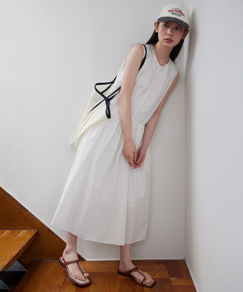 Step Around Pleated Sleeveless One-Piece_White