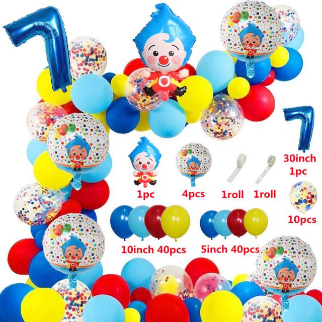 98 Stück/Set Cartoon Clown Bogen Girlande Set Folien Zahlenballons Latex Luft Ballons Babyparty Geburtstagsparty Dekorationen Zubehör