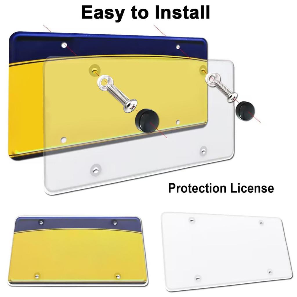 Flat Clear License Plate Covers, 2 Pack Clear Unbreakable License Plate Shields with Tire Valve