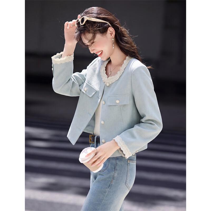 XinFeiYu Stylish Linen Blend Short Knit Jacket L