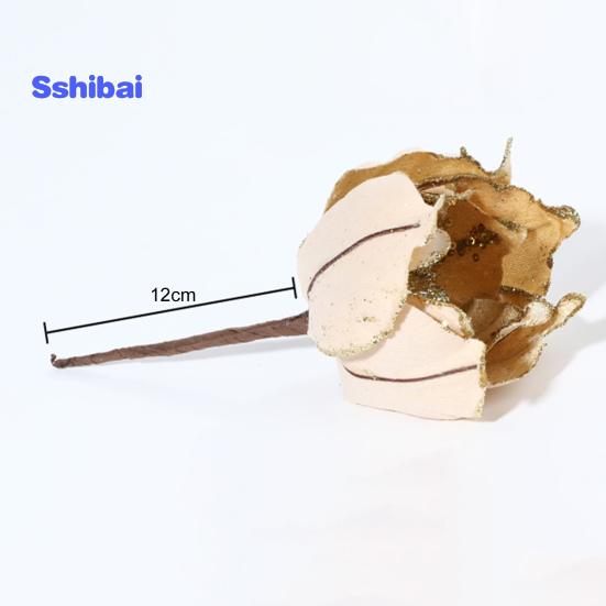 Glitter Artificial Flower Christmas Tree Decoration Vibrant Color Realistic Looking Easy To Hang Faux Flower Holiday Party Ornament