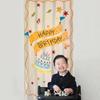 Retro Cartoon Birthday Backdrop for Kids' Party - First Birthday Decor