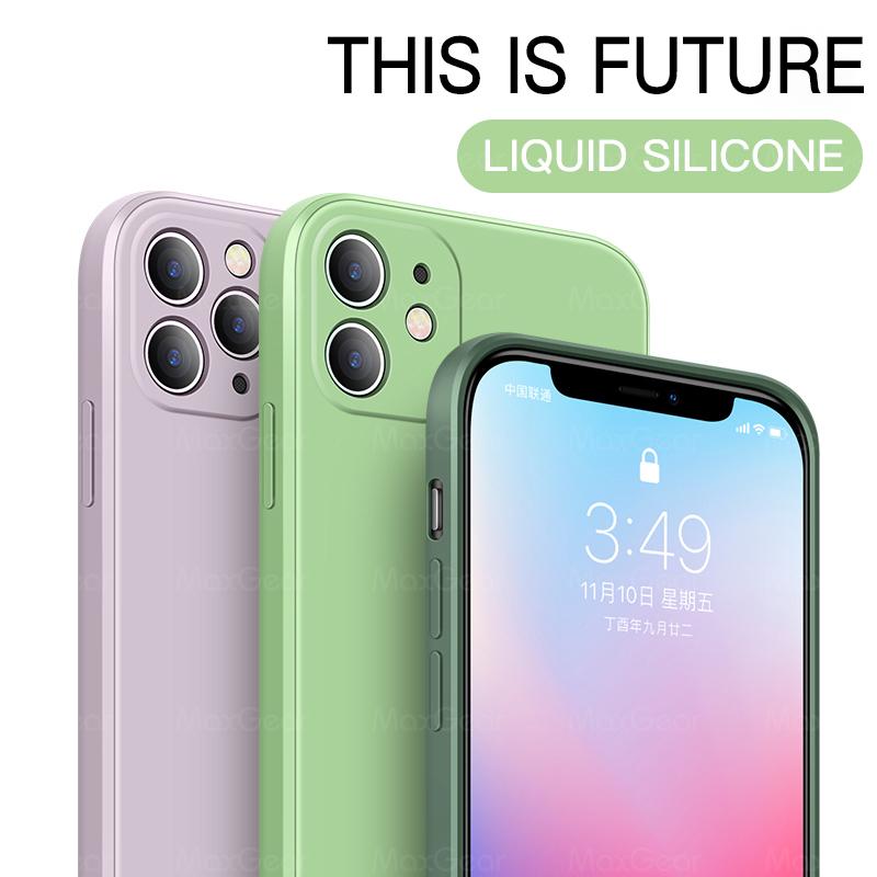 New   Square Liquid Silicone Soft Case For iPhone 11 Pro X XR XS Max 7 8 6 6s Plus SE 2  12 Mini Phone Cover